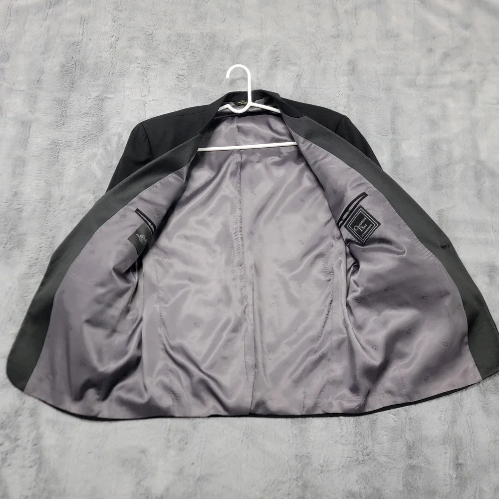 Vintage Christian Dior Tuxedo Jacket Mens 43R Black Satin Notch Lapel USA Formal